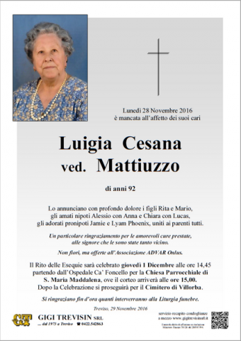 Necrologio Luigia Cesana